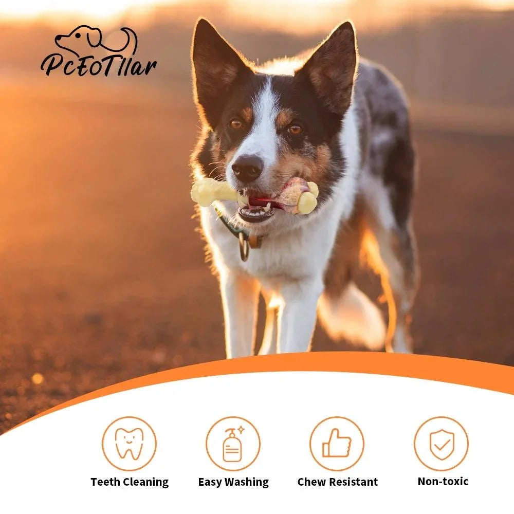 Dog Toys for Aggressive Chewers Large Breed, Beef Flavor Nylon Durable Dog Teething Chew Toys Nylon Bones for Medium Large Dogs