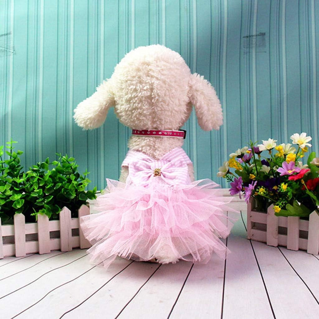 Girl Dog Stripe Print Dress Clothes Tutu Dresses Pet Cat Puppy Costumes Apparel