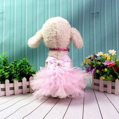 Girl Dog Stripe Print Dress Clothes Tutu Dresses Pet Cat Puppy Costumes Apparel