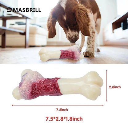 Dog Toys for Aggressive Chewers Large Breed, Beef Flavor Nylon Durable Dog Teething Chew Toys Nylon Bones for Medium Large Dogs