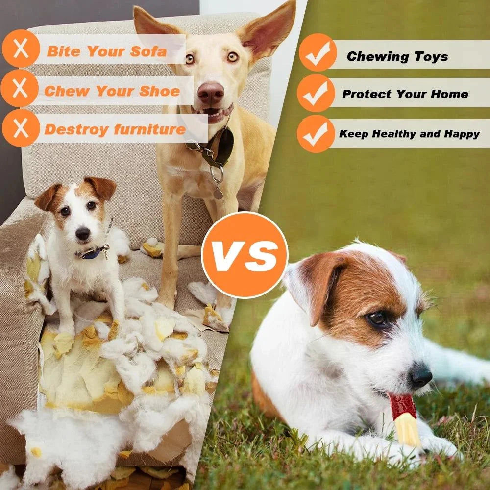 Dog Toys for Aggressive Chewers Large Breed, Beef Flavor Nylon Durable Dog Teething Chew Toys Nylon Bones for Medium Large Dogs