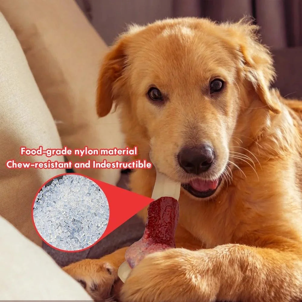 Dog Toys for Aggressive Chewers Large Breed, Beef Flavor Nylon Durable Dog Teething Chew Toys Nylon Bones for Medium Large Dogs
